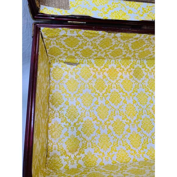 Vintage Luggage Suitcase Rail Travel Case Mirror Stitched Leather Edge Corners - Picture 11 of 12